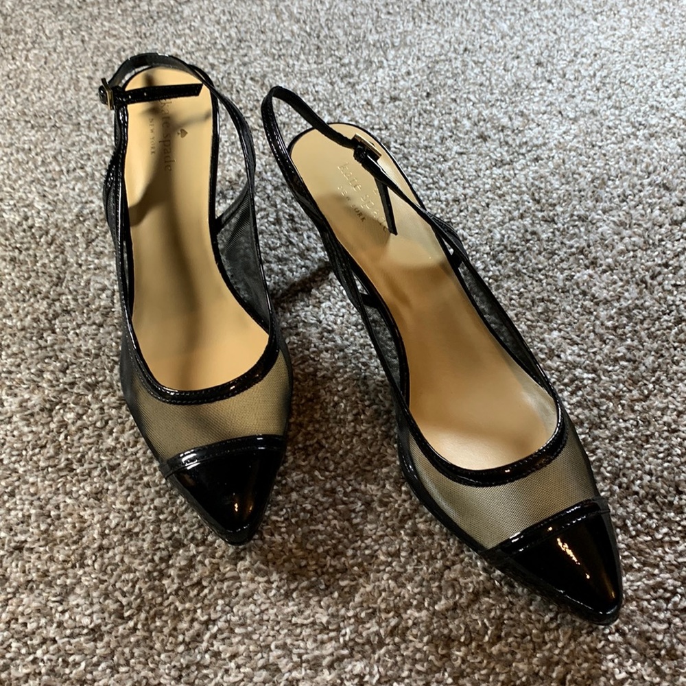 Used Kate Spade mesh sling backs size 10 black